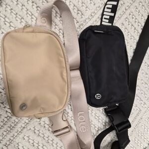lululemon athletica Black and Beige Belt Bags. 25$ For Both!